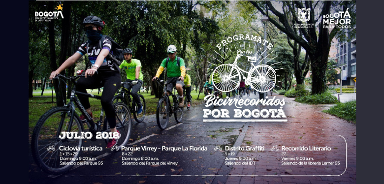 Banner bicirecorridos por Bogotá